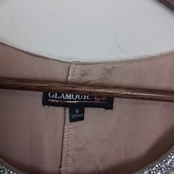 Glamour Nights White Size 6 Round Neck Lace Side Slit Midi Dress Flutter Sleeve - Picture 11 of 13